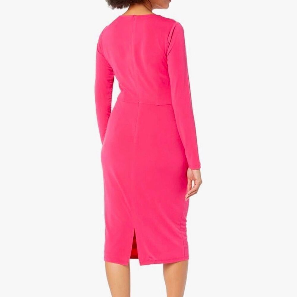 London Times Pink Jersey Dress Midi Slimming with Sleeves. Size 8 (c1) - Picture 2 of 10